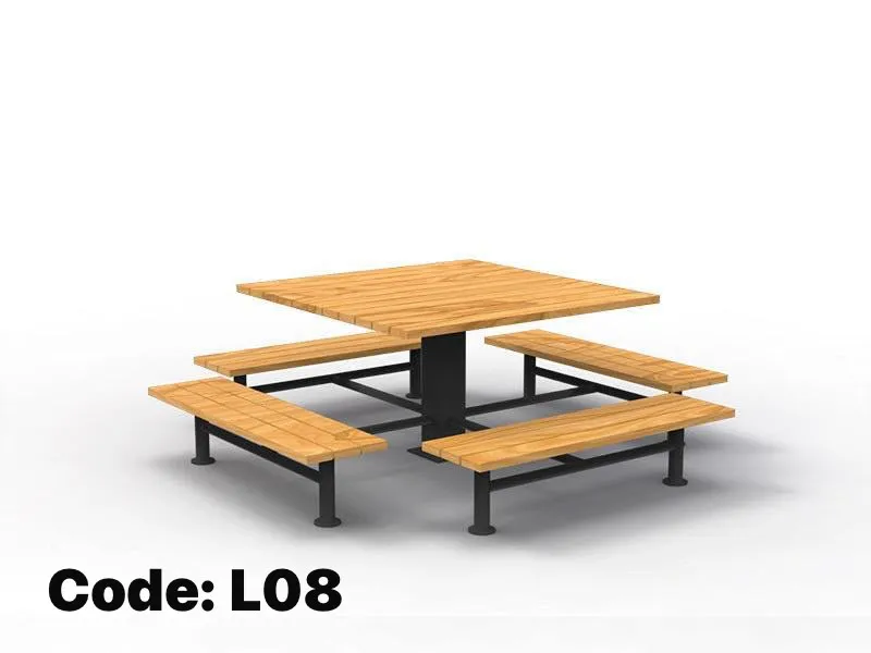 L08 Heavy-Duty Square Wooden Picnic Table